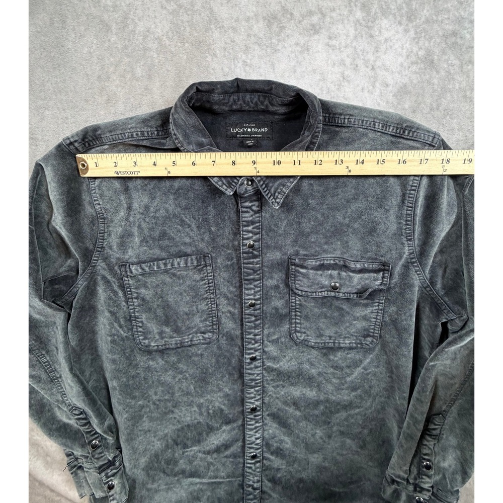 Lucky Brand Womens XL Velvet Western Shirt Charcoal Gray Snap Front Shacket - Picture 8 of 10